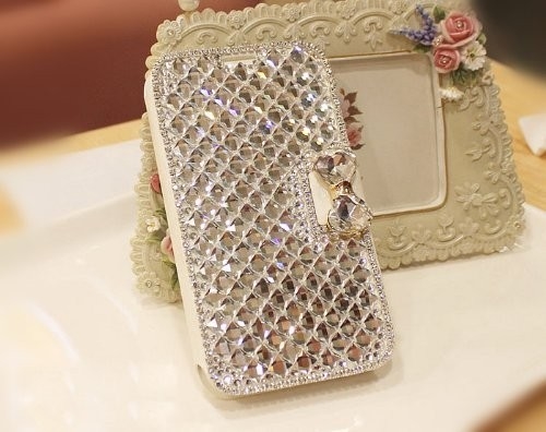 Luxus-Blings-Diamant Bowknot-Leder-Handy-Fälle für Samsungs-Galaxie S2