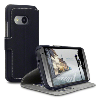 Schwarzer dünner Handy-Kasten der PU-Leder-Geldbörsen-HTC mit Kartenhalter für HTC eins Mini2
