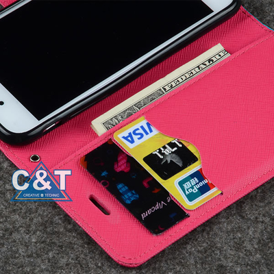 Dünne lederne schützender Plusfall Iphone 6, Geldbörsen-Stand-Buch-Kreditkarte-Halter