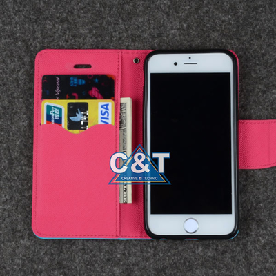 Dünne lederne schützender Plusfall Iphone 6, Geldbörsen-Stand-Buch-Kreditkarte-Halter
