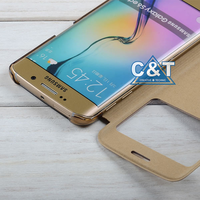 PU-Leder-Schutzhaube des einzigartigen Ansicht-Fenster-leichten Schlages stoßsichere, Rand-Fälle Samsungs S6