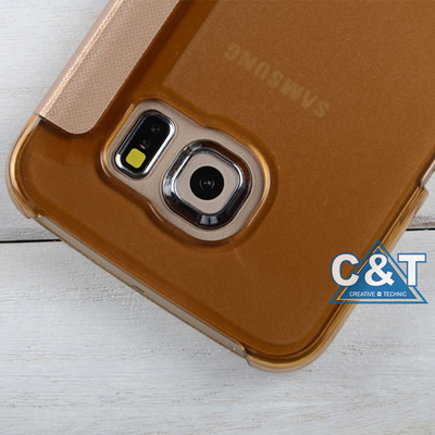 PU-Leder-Schutzhaube des einzigartigen Ansicht-Fenster-leichten Schlages stoßsichere, Rand-Fälle Samsungs S6