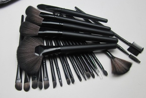 Schwarze hölzerne kosmetische synthetische Ziege der Bürsten-Satz-24PCS für Frauen