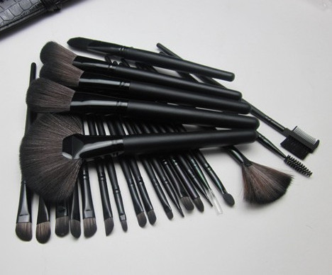 Schwarze hölzerne kosmetische synthetische Ziege der Bürsten-Satz-24PCS für Frauen