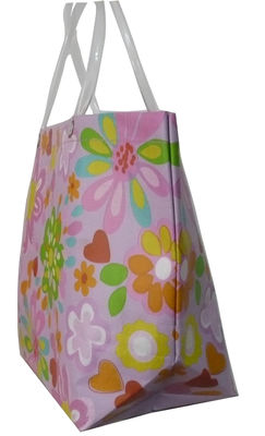 Umweltfreundliche recyclebare Blumen-purpurrote pp. gesponnene Einkaufstasche mit PVC-Griff