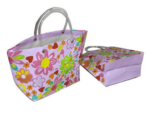 Umweltfreundliche recyclebare Blumen-purpurrote pp. gesponnene Einkaufstasche mit PVC-Griff
