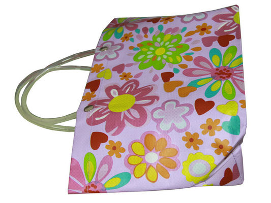 Umweltfreundliche recyclebare Blumen-purpurrote pp. gesponnene Einkaufstasche mit PVC-Griff