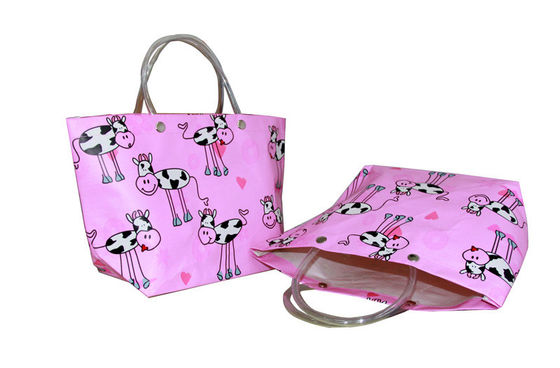 Umweltfreundliche recyclebare Blumen-purpurrote pp. gesponnene Einkaufstasche mit PVC-Griff