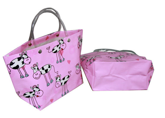 Umweltfreundliche recyclebare Blumen-purpurrote pp. gesponnene Einkaufstasche mit PVC-Griff