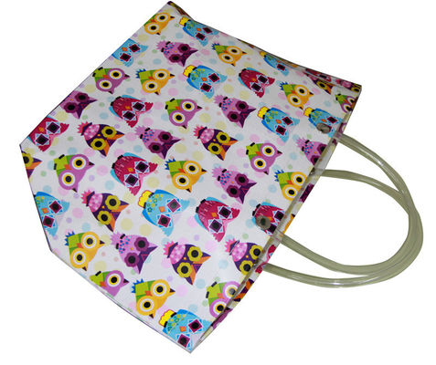 Umweltfreundliche recyclebare Blumen-purpurrote pp. gesponnene Einkaufstasche mit PVC-Griff